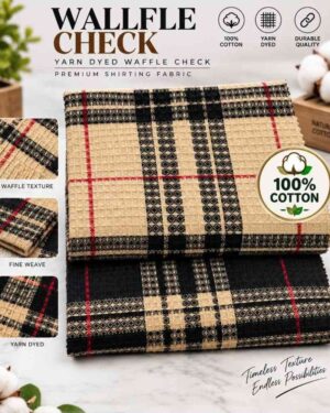 ​AK Menswears Men’s Stylish Waffle Textured Check Shirt Beige/Black